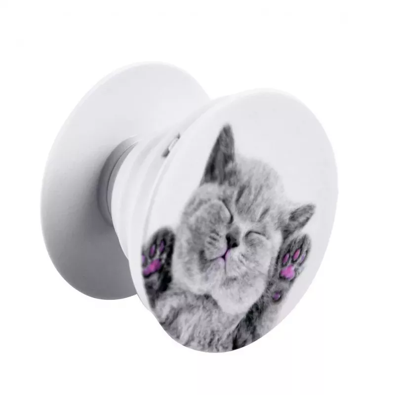 iLike Universal Pop Holder Cat - Pilka telefono rankena ir stovas