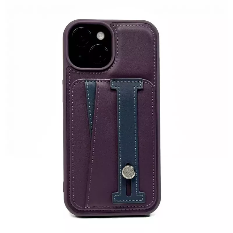 iLike Apple iPhone 15 Pro Leather Pocket Stand Cover Purple