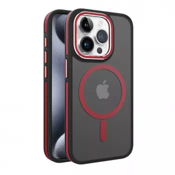 iLike Apple iPhone 15 Pro Dual Metal Frame Magsafe Case Red