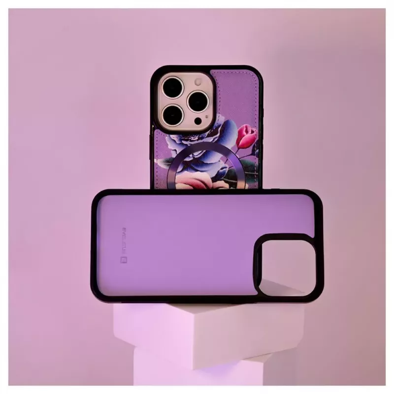Evelatus Apple iPhone 15 Pro Wallet and Slim Cover Case Purple