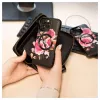 Evelatus Apple iPhone 14 Pro Odinis Dėklas su Užtrauktuku, Gėlių Raštu, Juodas