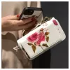 Evelatus Apple iPhone 14 Leather Case Zipper Design Flower White