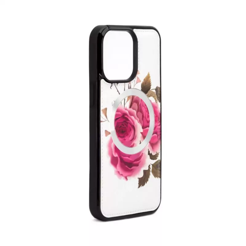 Evelatus Apple iPhone 14 Pro Leather Case Zipper Design Flower White