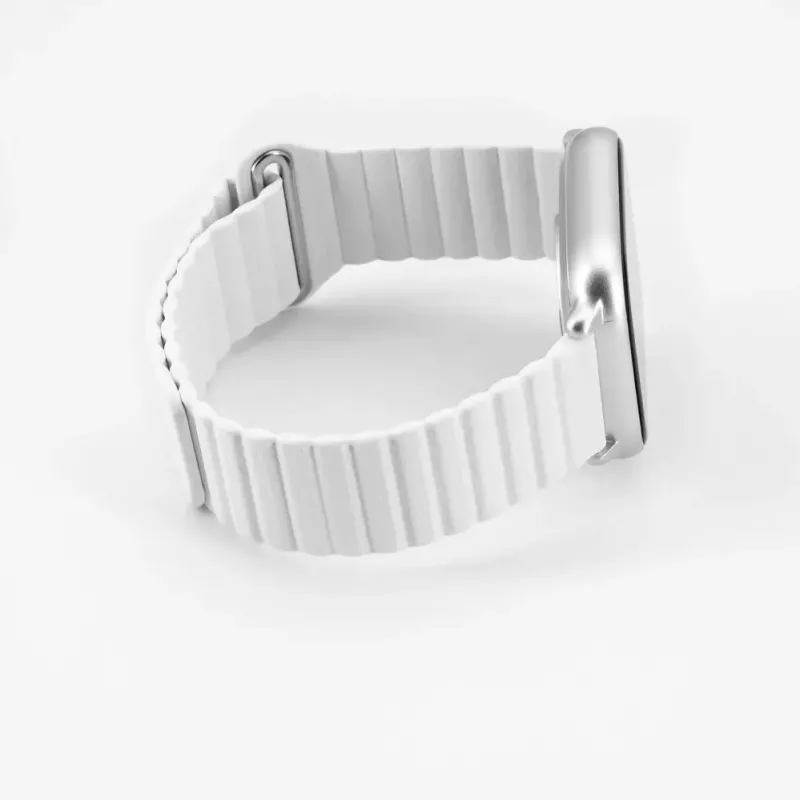 Connect 20mm Flat Head Leather - Silicone Loop Magnetic Watch Strap (130mm M/L) White