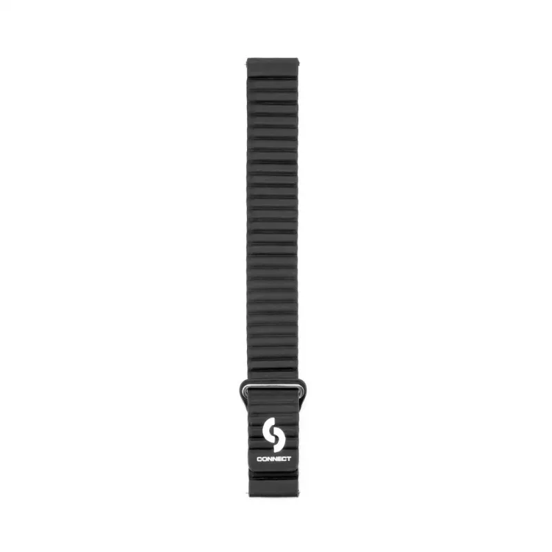 Connect 22mm Flat Head Leather - Silicone Loop Magnetic Watch Strap (130mm M/L) Black