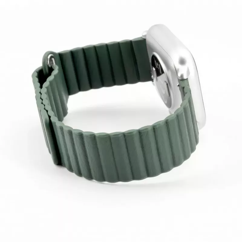 Connect 22mm Flat Head Leather - Silicone Loop Magnetic Watch Strap (130mm M/L) Forest Green