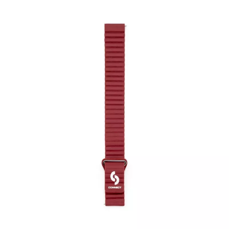 Connect 22mm Flat Head Leather-Silicone Loop Magnetic Watch Strap (130mm M/L) Wine Red