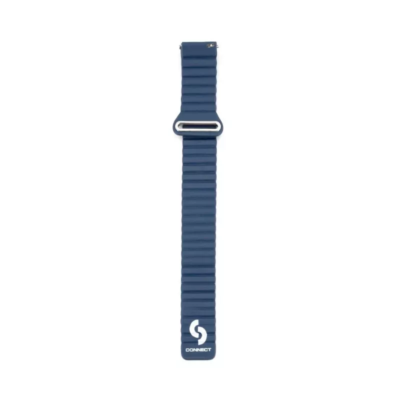 Connect 22mm Flat Head Leather-Silicone Loop Magnetic Watch Strap (130mm M/L) Midnight Blue