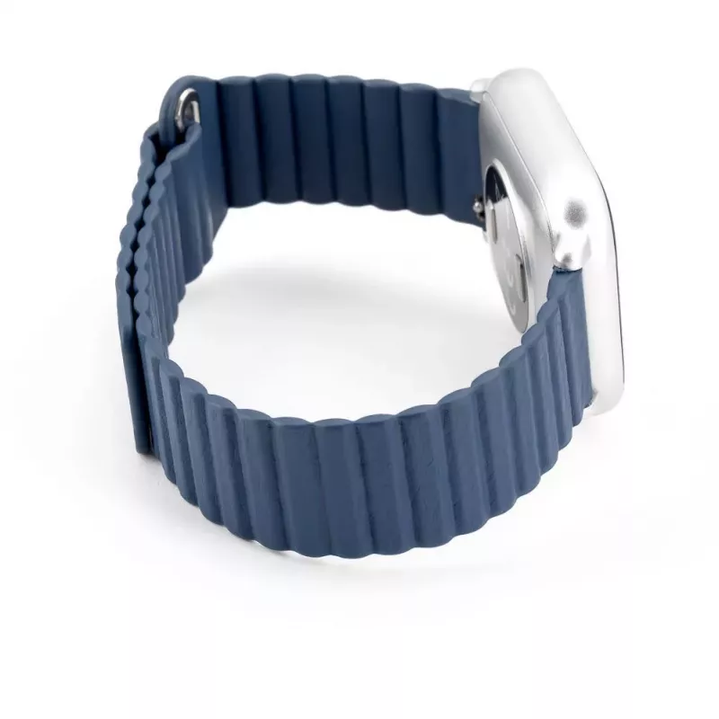 Connect 22mm Flat Head Leather-Silicone Loop Magnetic Watch Strap (130mm M/L) Midnight Blue
