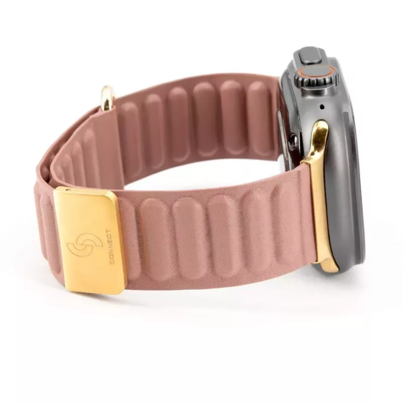 Connect Watch 42/44/45mm Premium Synthetic Cortical Leather Magnetic Suction Loop Strap Rose Pink