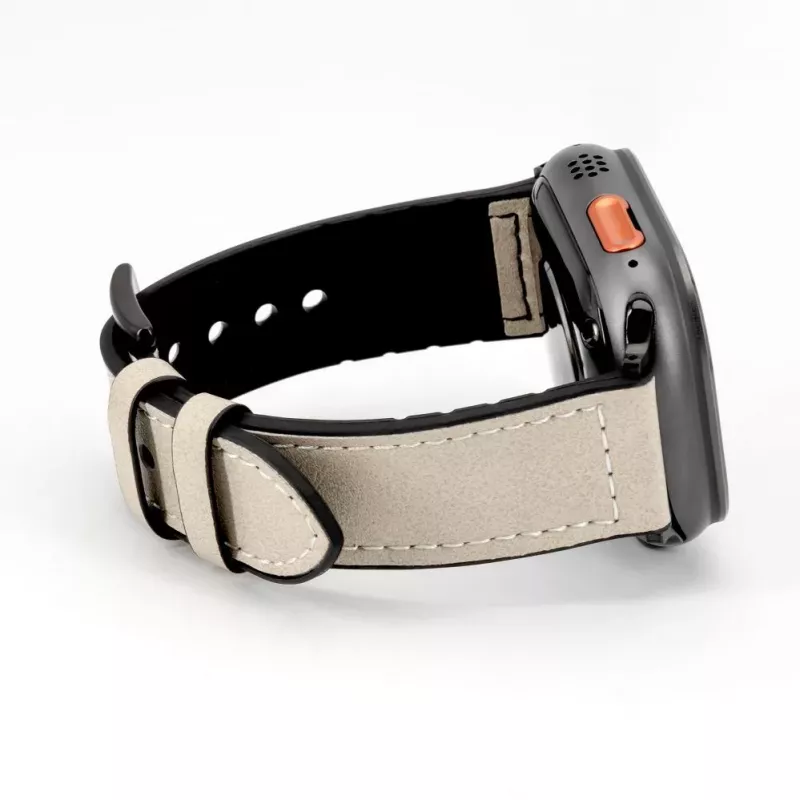 Connect Watch 38/40/41mm Silicone Patch Leather Watch Strap (132mm M/L) White
