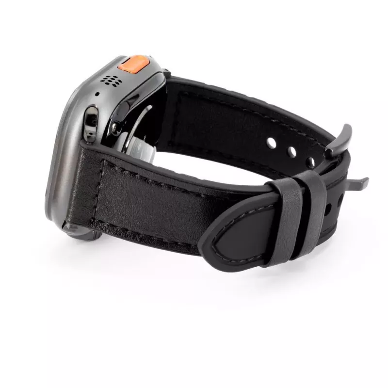 Connect Watch 42/44/45mm Silicone Patch Leather Watch Strap (132mm M/L) Black