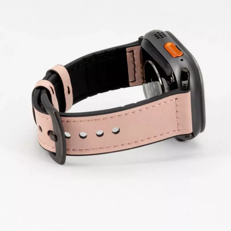 Connect Watch 42/44/45mm Silicone Patch Leather Watch Strap (132mm M/L) Pink Sand