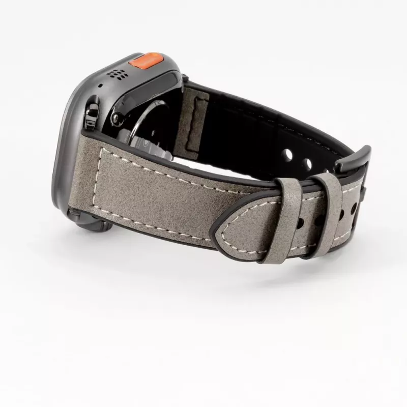 Connect Watch 42/44/45mm Silicone Patch Leather Watch Strap (132mm M/L) Silver
