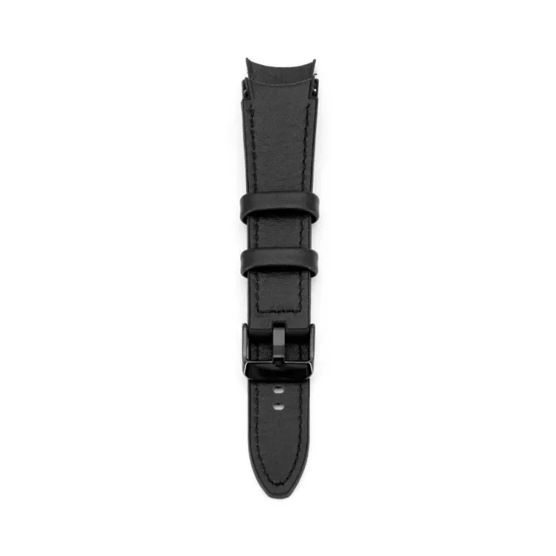 Connect 20mm Silicone Patch Leather Watch Strap (130mm M/L) Black