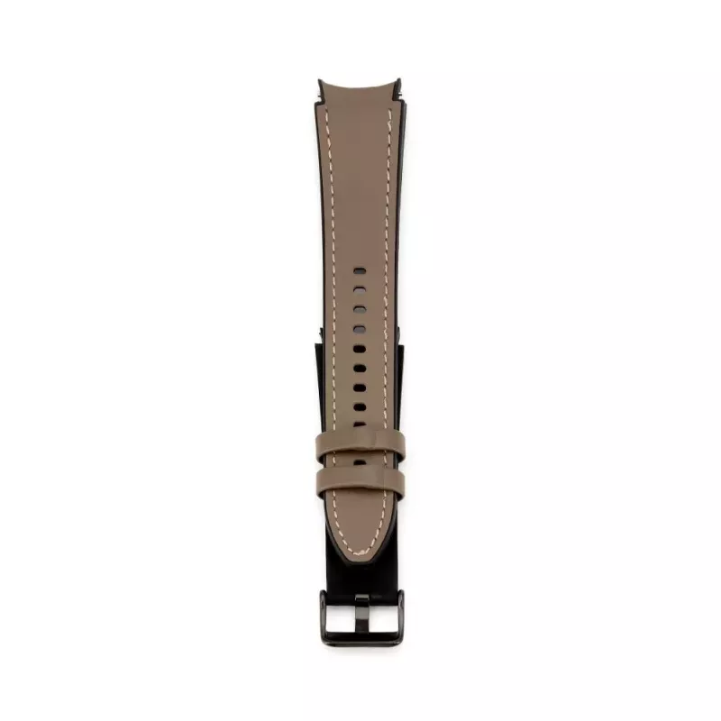 Connect 20mm Silicone Patch Leather Watch Strap (130mm M/L) Taupe