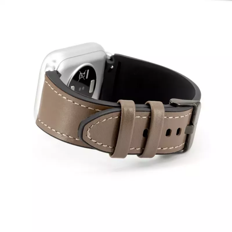 Connect 20mm Silicone Patch Leather Watch Strap (130mm M/L) Taupe