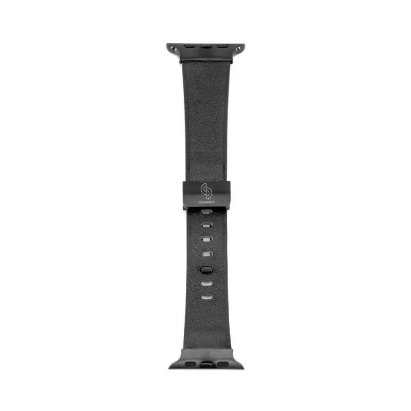 Connect Watch 42/44/45mm Single Loop Buckle Leather Watch Strap Black
