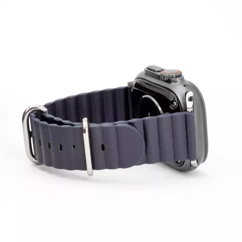 Connect Watch 42/44/45mm Marine Leather Watch Strap Navy Blue