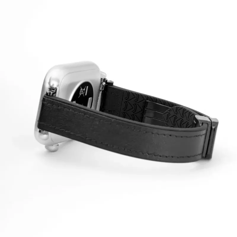 Connect 20mm Silicone Leather Watch Straps with Magnetic Black