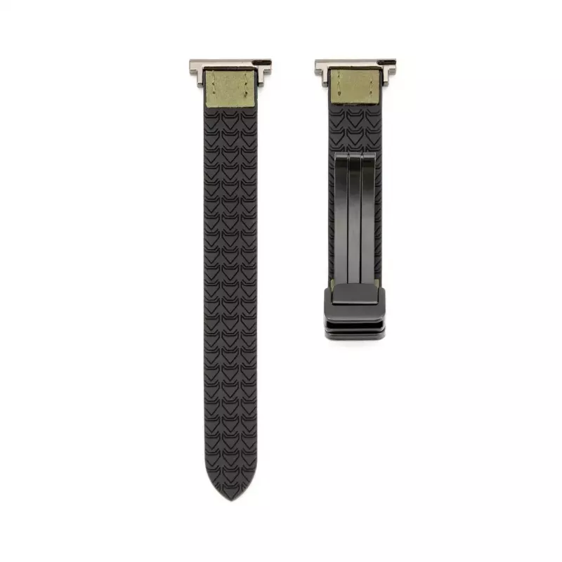 Connect 20mm Silicone Leather Watch Strap with Magnetic Forest Green