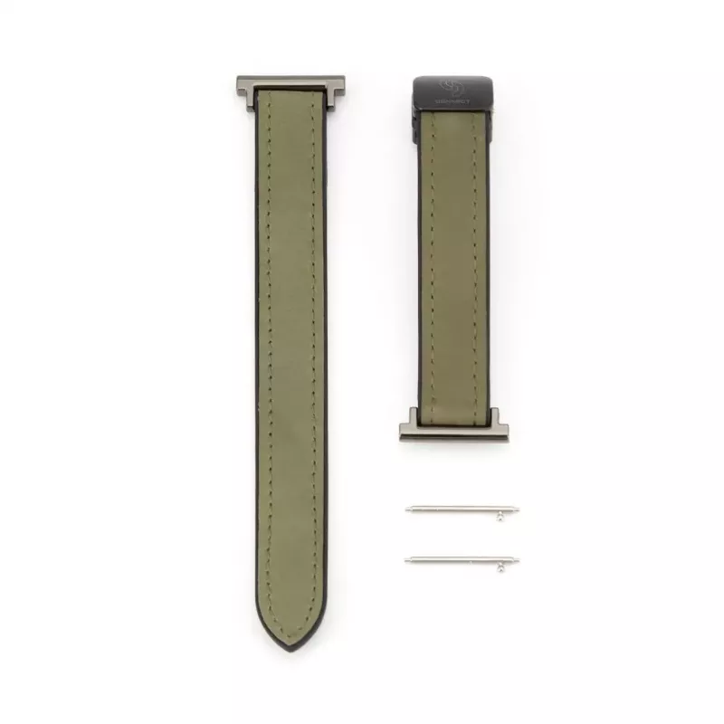 Connect 22mm Silicone Leather Watch Strap with Magnetic Forest Green