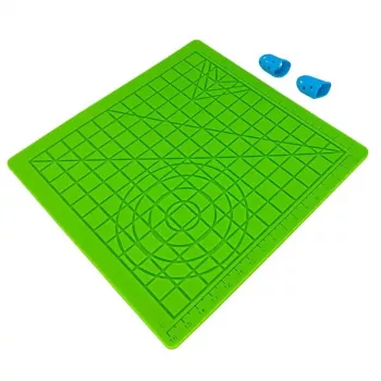 iLike S2 Silikoninis kilimėlis (18x18 cm) saugiam 3D spausdinimo rašiklio naudojimui + 2 pirštų antgaliai, žalia