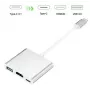 iLike HD1 3in1 USB-C į HDMI 4K / USB 3.0 / USB-C moteriškas adapteris sidabrinis