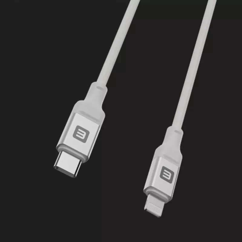 Evelatus USB-C į Lightning laidas 1,2m 60W (MFI09) Aliuminio korpusas Pintas Baltas