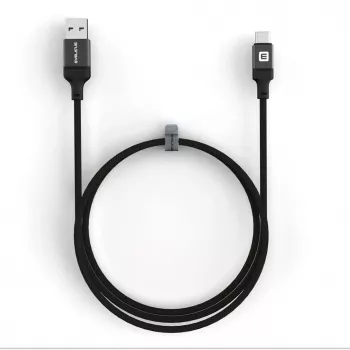 Evelatus USB-A į USB-C laidas 1,2m pintas nailonas juodas