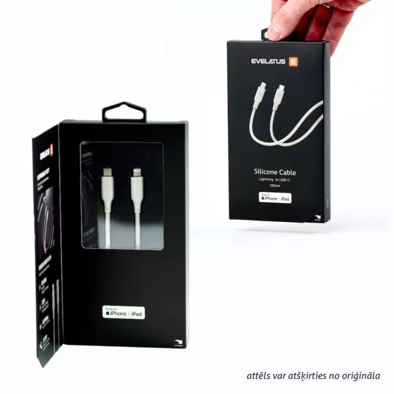 Evelatus USB-C į USB-C silikoninis kabelis 1,2 m 60W 20V/3A mėlynas