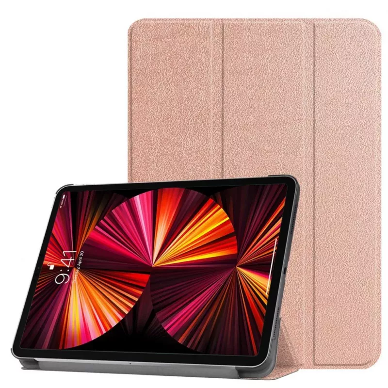 iLike iPad Air 4 10.9 / iPad Air 5 Tri-Fold Eco-Leather Stand Case Rose Gold