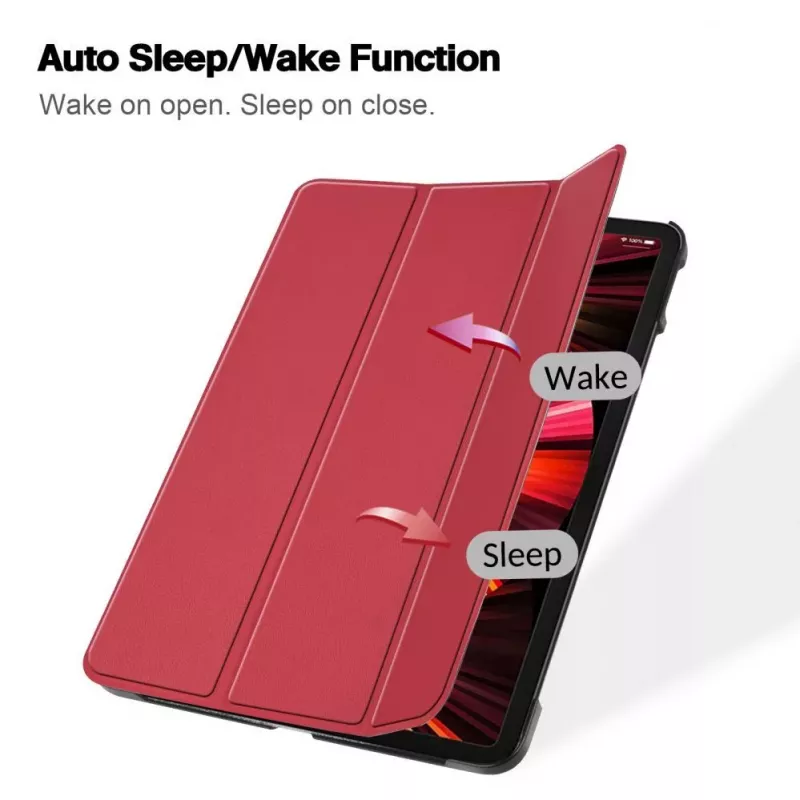 iLike iPad 10.2 Tri-Fold Eco-Leather Stand Case Coral Pink