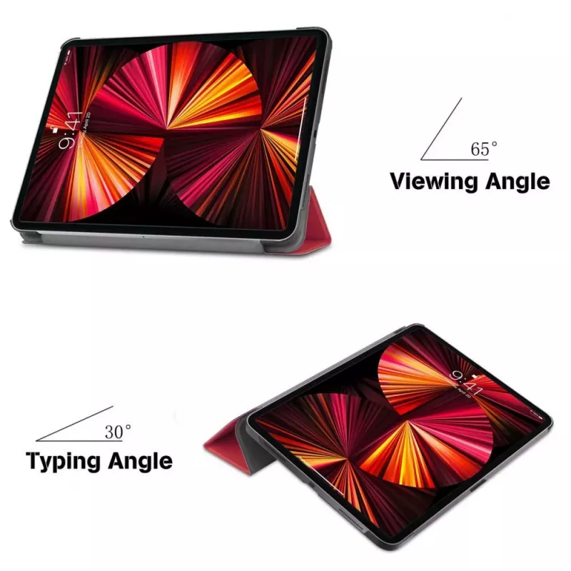 iLike Redmi Pad SE 11 Tri-Fold Eco-Leather Stand Case Coral Pink