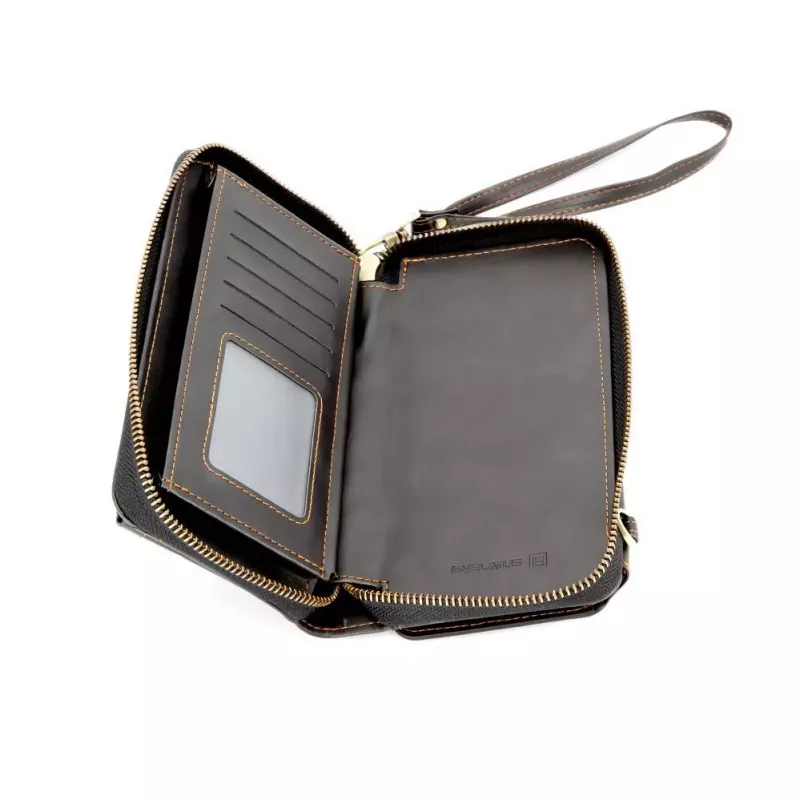 Evelatus Universal Leather Zipper Design Wallet Black