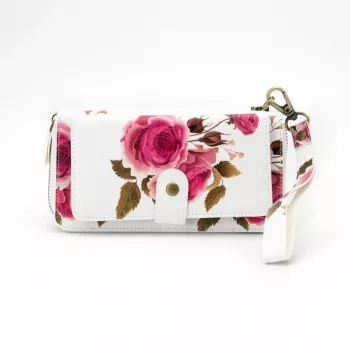EVELATUS Universal Wallet Zipper Design Flower White