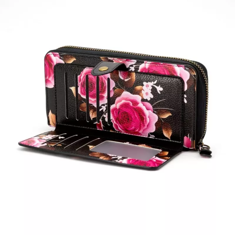 Evelatus Universal Wallet Zipper Design Flower Black