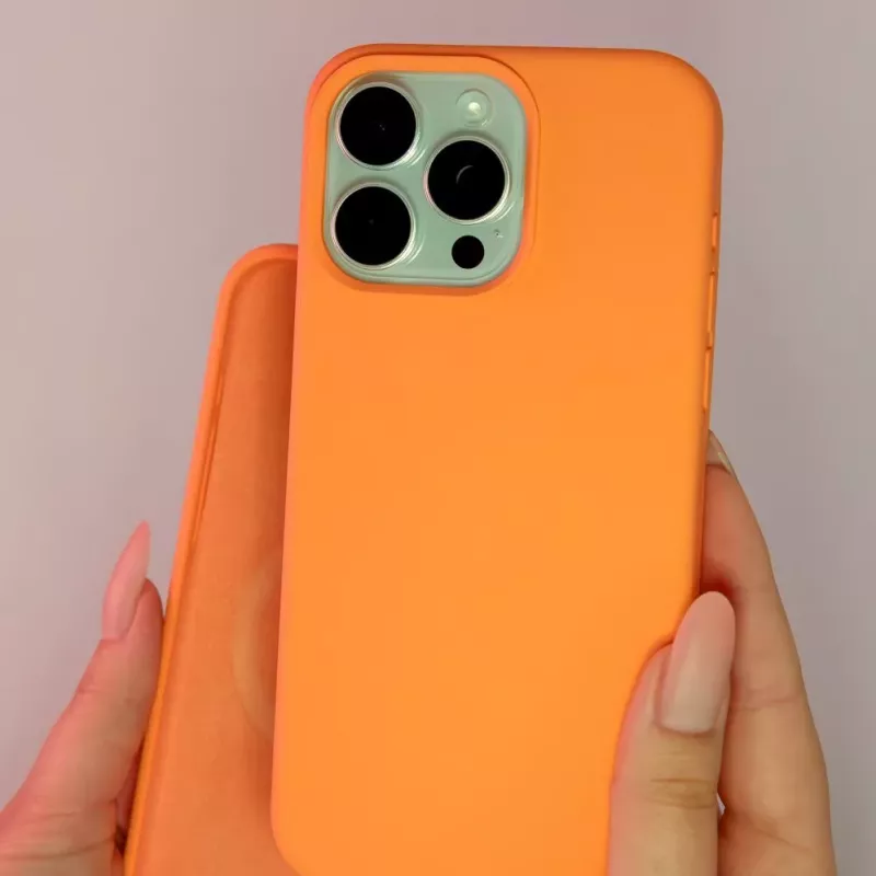 Evelatus Apple iPhone 15 Pro Max Premium MagSafe Soft Touch Silicone Case New Function Orange