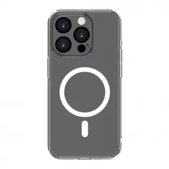 Connect Apple iPhone 14 Pro Max skaidrus dėklas su magnetu ir fotoaparato apsauga, permatomas