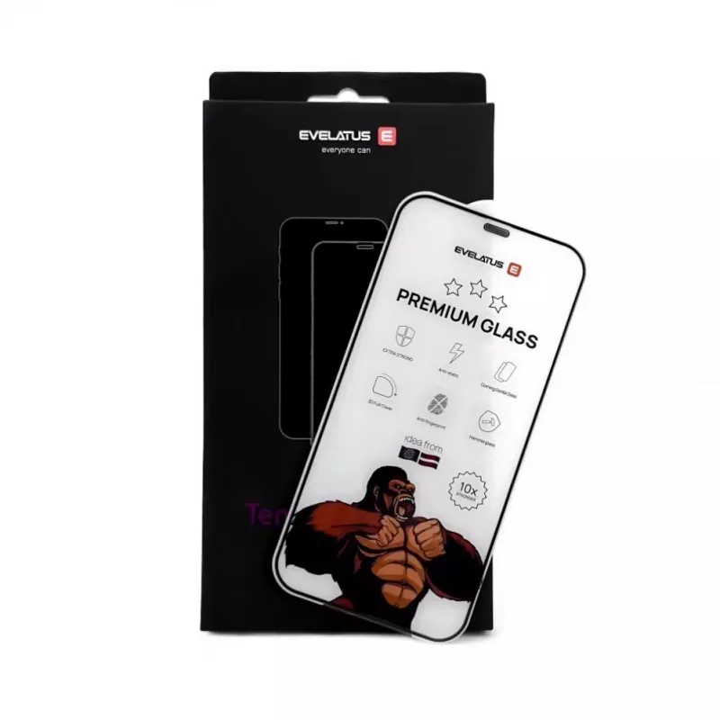 Evelatus Apple iPhone 15 Pro Max Corning Gorilla Glass Anti-Static 3D Full Cover 10X Stronger Screen Protector Black