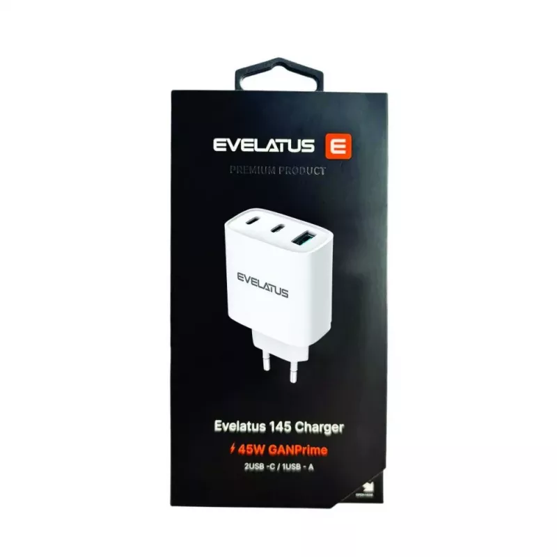 Evelatus 45W Max Fast Charger EU USB-C1/USB-C1/USB-A - RCE-4501ACCL White