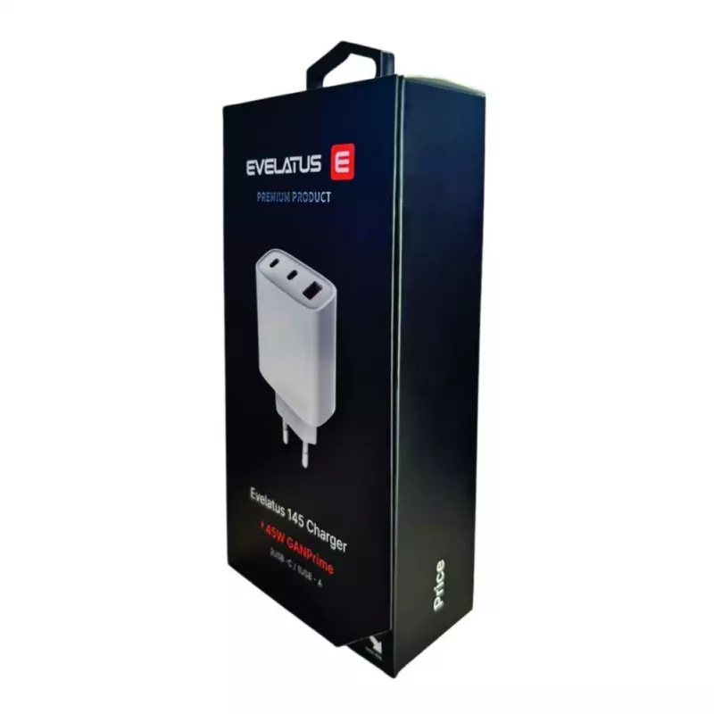 Evelatus 45W Max Fast Charger EU USB-C1/USB-C1/USB-A - RCE-4501ACCL White