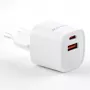 Evelatus USB-A ir USB-C 30W maks. EU įkroviklis baltas