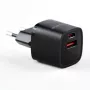 Evelatus USB-A ir USB-C 30W Max EU įkroviklis juodas