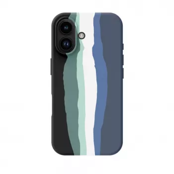 Evelatus Apple iPhone 16 Multi-Colored Silicone Case With MagSafe Aura Blue