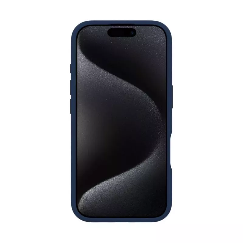 Evelatus Apple iPhone 16 Pro Premium Magsafe su stovu, minkšto prisilietimo silikoninis dėklas, tamsiai mėlynas