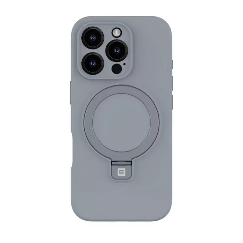 Evelatus Apple iPhone 16 Pro Premium MagSafe su stovu, minkšto prisilietimo silikoninis dėklas, sidabrinis