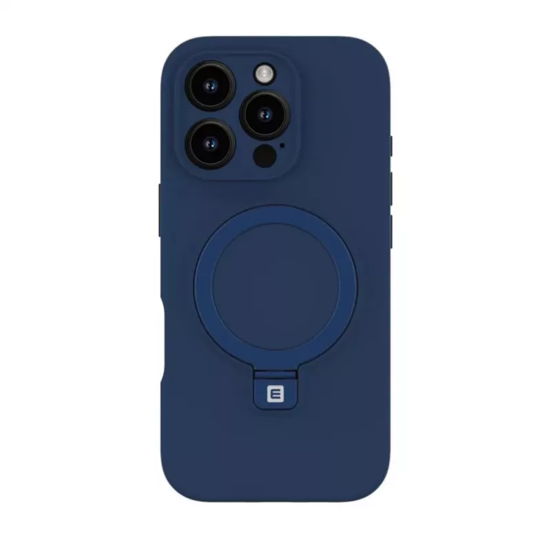 Evelatus Apple iPhone 16 Pro Max Premium MagSafe su stovu, minkšto prisilietimo silikoninis dėklas, tamsiai mėlynas