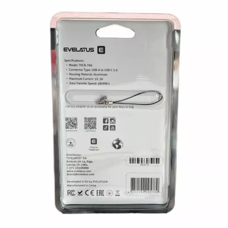 EVELATUS UltraLink OTG Adapter USB 3.0 į USB-C 5V 3A 480 Mb/s Abyss Blue