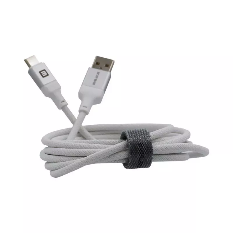 Evelatus USB-A į USB-C laidas 2M aliuminio korpusas pintas baltas